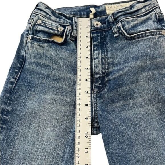 Rag & Bone Denim Jeans Nina High Rise Ankle Flare Pearl 24 Medium Wash Raw Hem - Picture 14 of 14